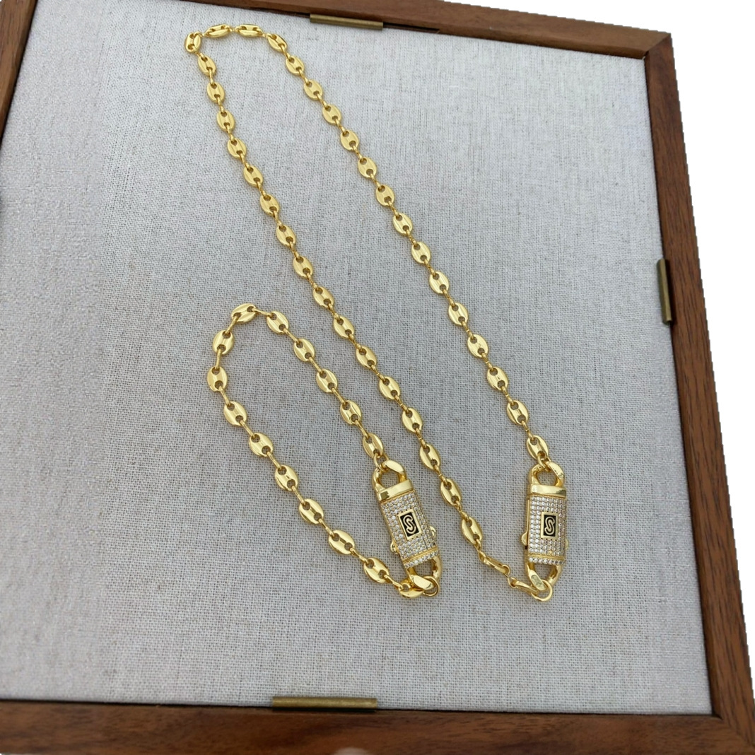 Collana girocollo con catena a forma di naso di maiale con chicchi di caffè, da uomo e da donna, molto venduta_voghion.com