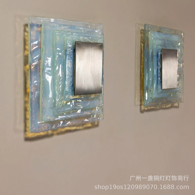意大利穆拉诺水波纹玻璃壁灯 vintage中古灯客厅卧室走廊设计师灯|undefined