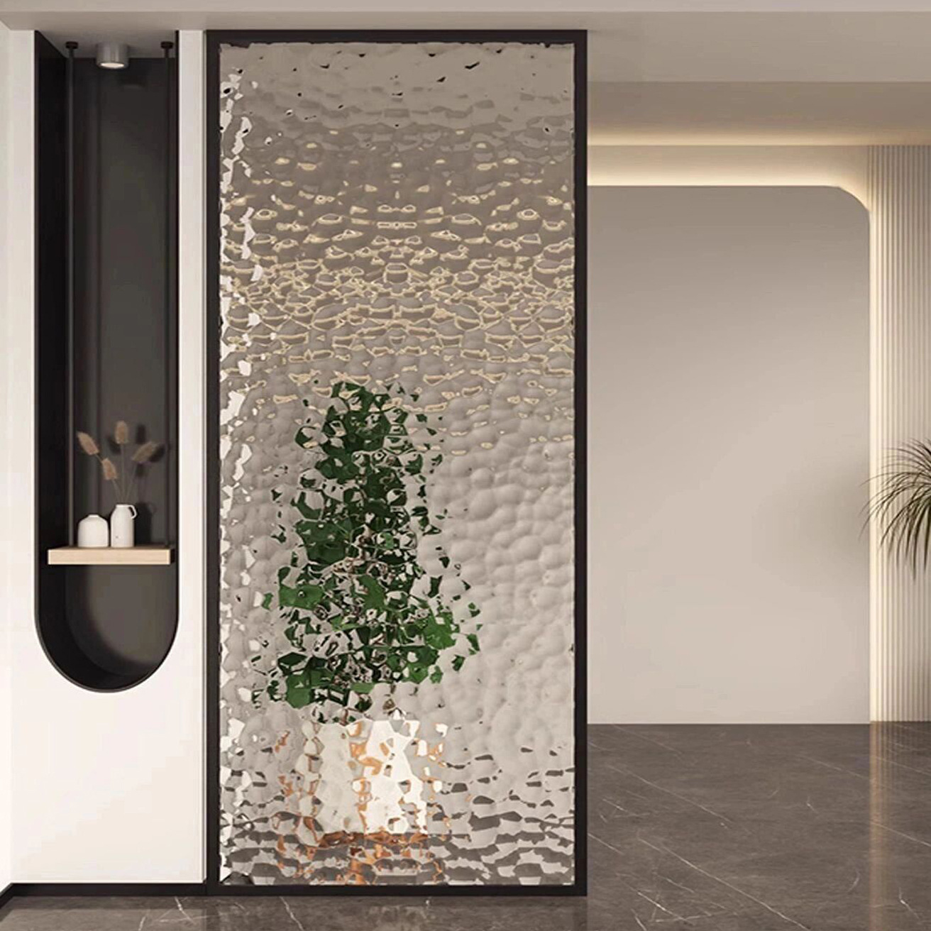 Art Glass Partition Ultra-White Water Pattern Stone Pattern Water Cube Metal Changhong Glass Water Ripple Screen Entrance