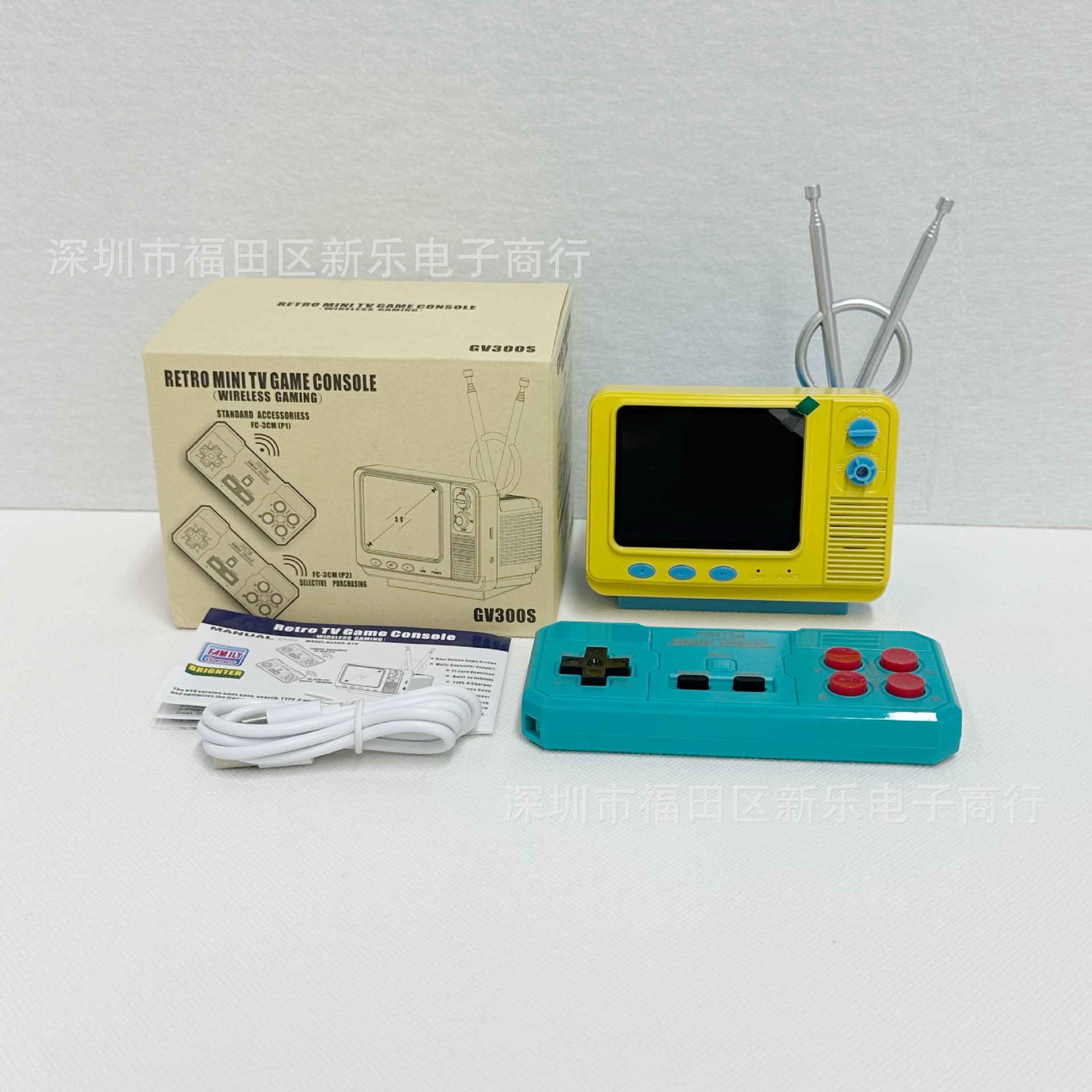 Classic Retro Bookshelf Tv Game Console 80 Nostalgic Single Handheld Console Tv Creative Wireless C3 Game Console Gv300S