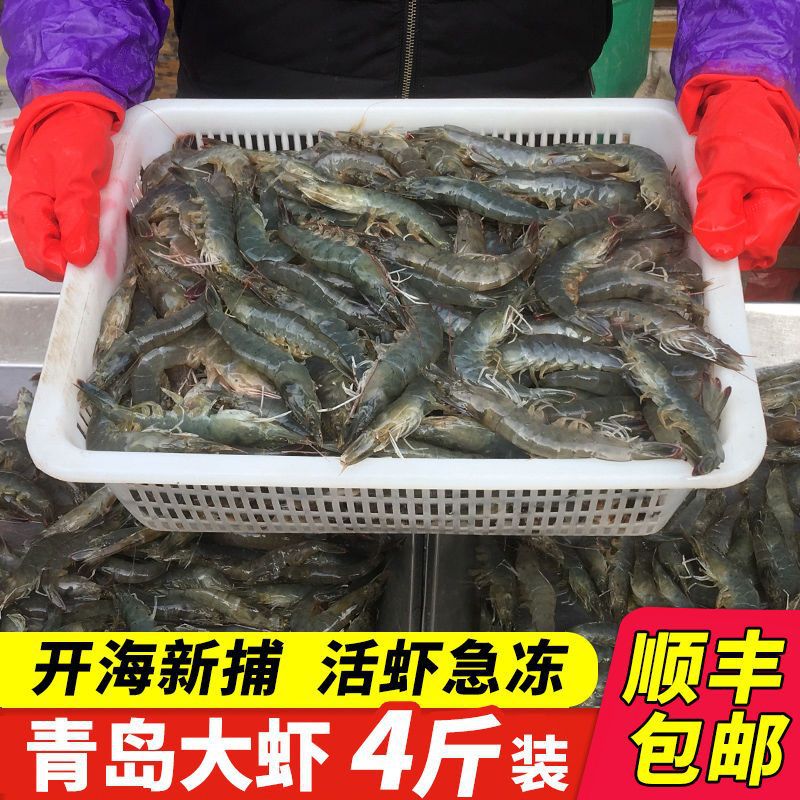 大虾青岛4斤鲜活新鲜特大海鲜水产虾子甜虾米冷冻非即食烤虾批发