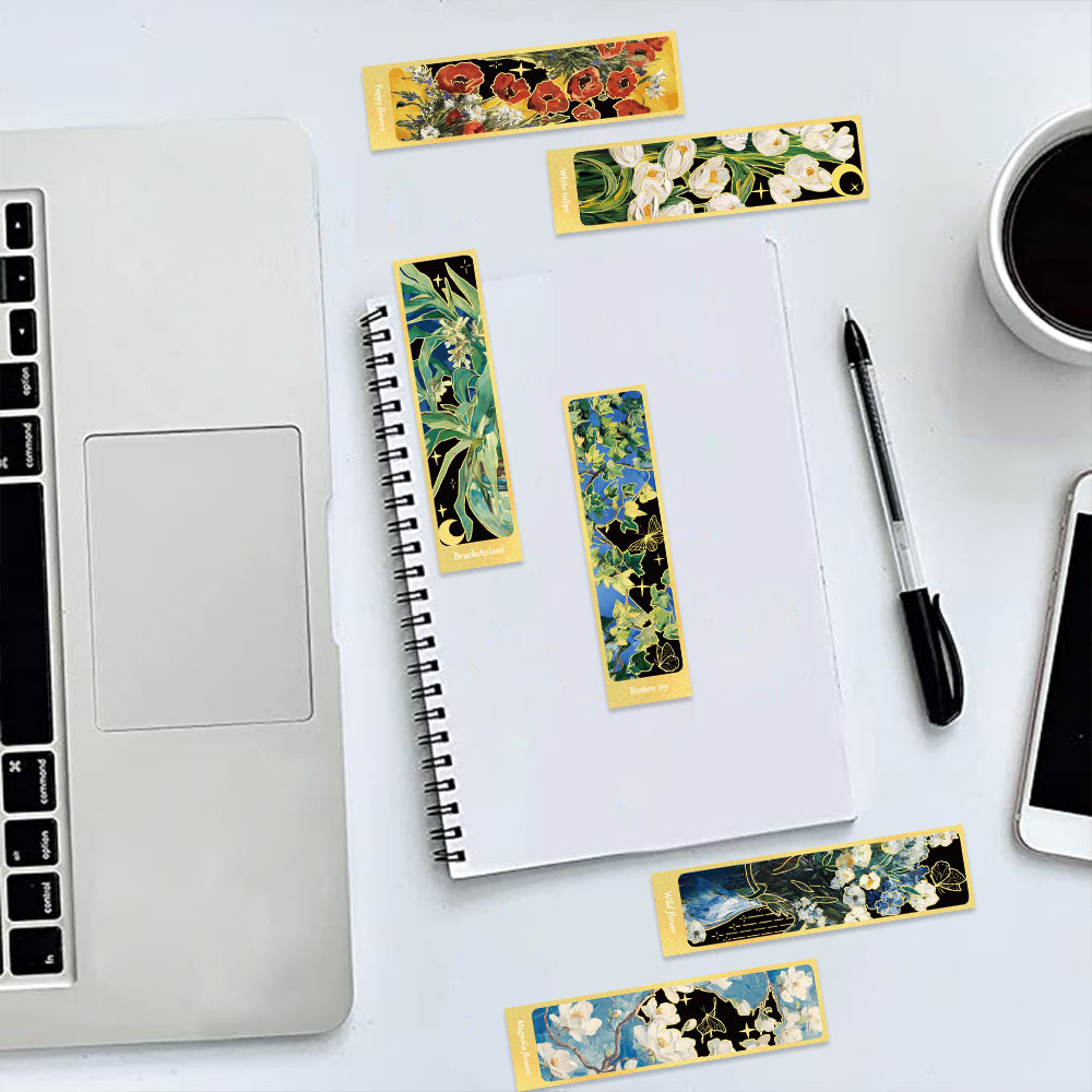 65g Weight Bookmark Stationery Type 1 Set Quantity Learning Occasion Book, Cartoon, Oil Painting, Flower Pattern Simple Style Style 1 Set Book Cartoon Oil Painting Learning Simple Style Bookmark 6