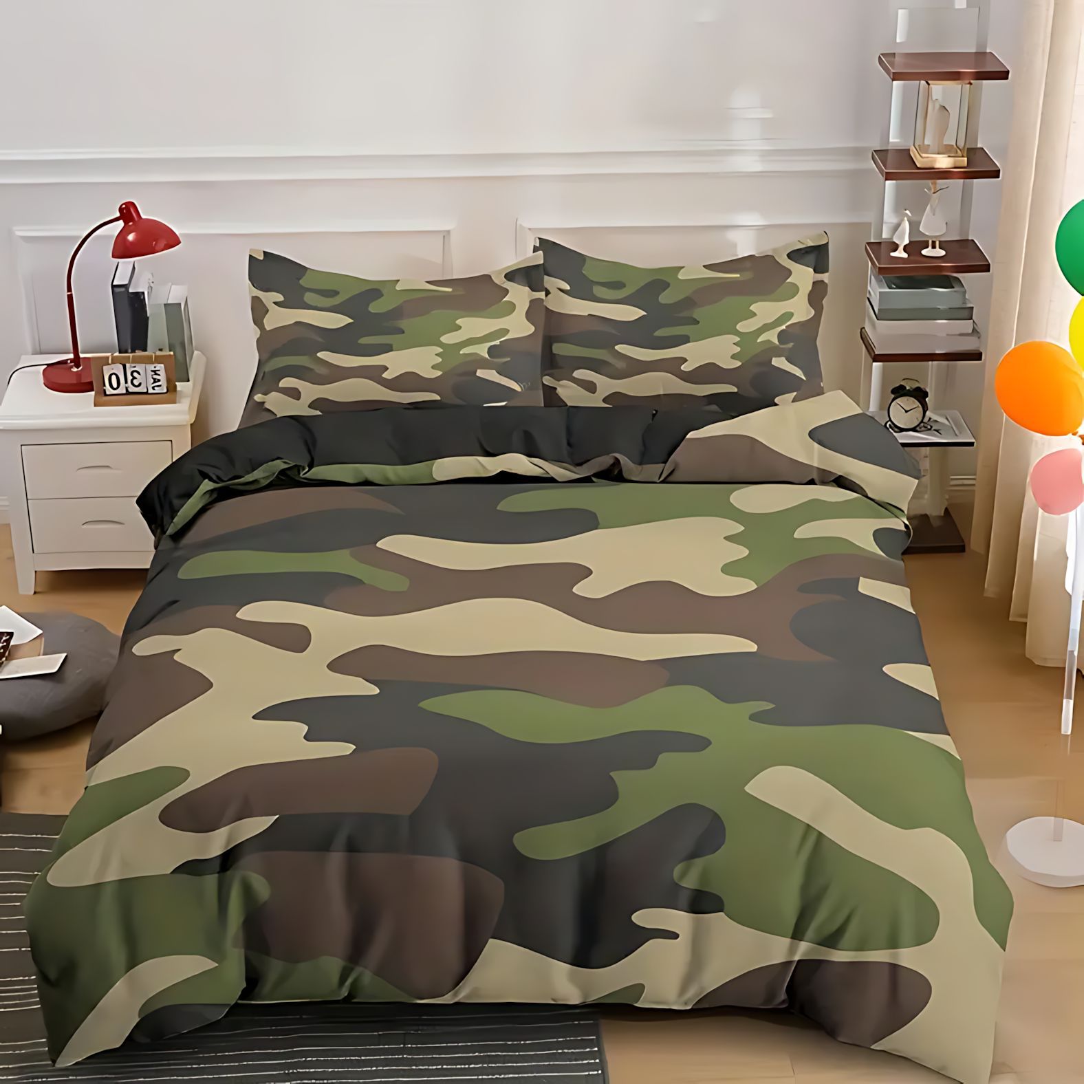TEMU / JIT nuevo producto transfronterizo serie de camuflaje multicolor 3D impresión digital abrasión quilt set fuente fabricante
