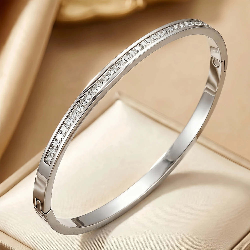29-D-12 steel bracelets one row of square drills (never faded)
