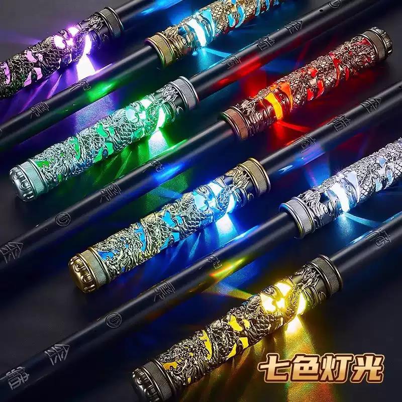 Voice-activated enlarged Ruyi Jingu Bang (Monkey King) automatic retractable light-up toy for children, a birthday gift for boys.