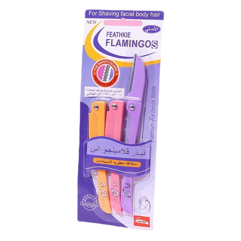 Recortador de cejas plegable con mango, recortador de cejas afilado, herramienta de belleza para recortar cejas, juego de recorte de cejas plegable