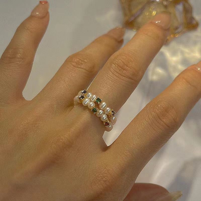 Perlen Ring Mit Diamanten Für Damen Vintage Design Ring_voghion.com