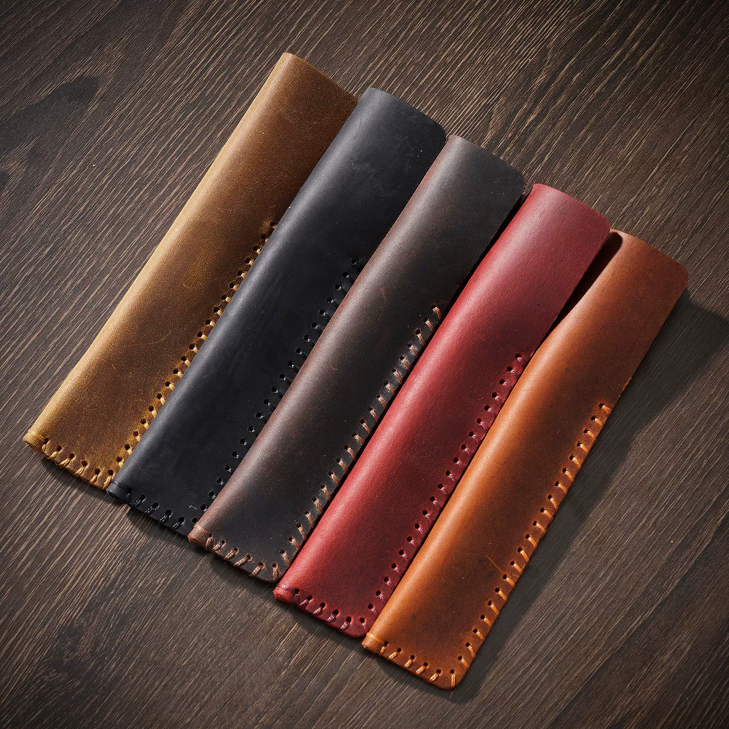 Leather retro pencil case, creative pen, protective case handmade, capacious stationery, creative gift