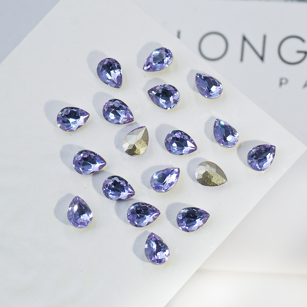 2g Weight Nail Decoration Accessories Nail Supplies Crystal, Glass Material Square, Water Droplets, Heart Shape Pattern Square Water Droplets Heart Shape Crystal Glass Nail Decoration Accessories 4