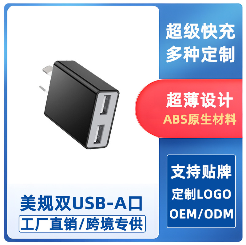 5V2.4A Ultra-Thin Dual-Port Us Standard Charger Us and Japan Standard Shared Factory Direct Sales Support Customized Dual-A