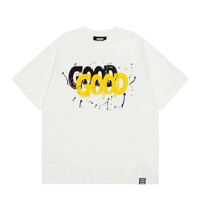 Goodbrand New Velvet Flocking Three-Dimensional Silicone Letter Splash Ink Light Luxury High-End Short-Sleeve T-Shirt Unisex