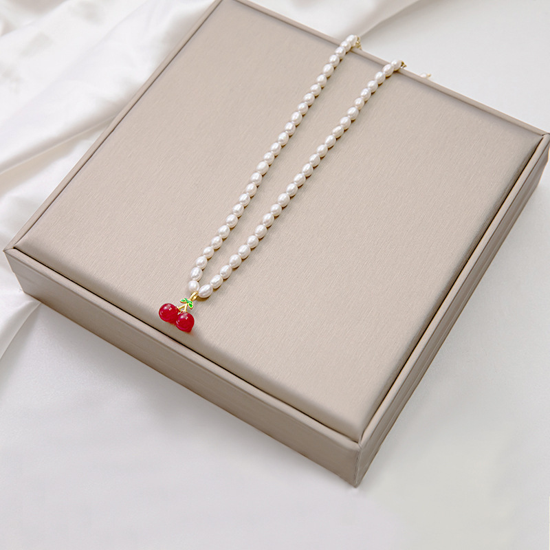 Κρύσταλλο Μαργαριτάρι Γλυκού Νερού Χάντια Σχέδιο Φρούτων Κολιέ display picture 2