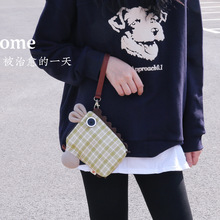 三色补丁椰子马手机包春季可爱小包包女散步手提零钱包帆布手拿包