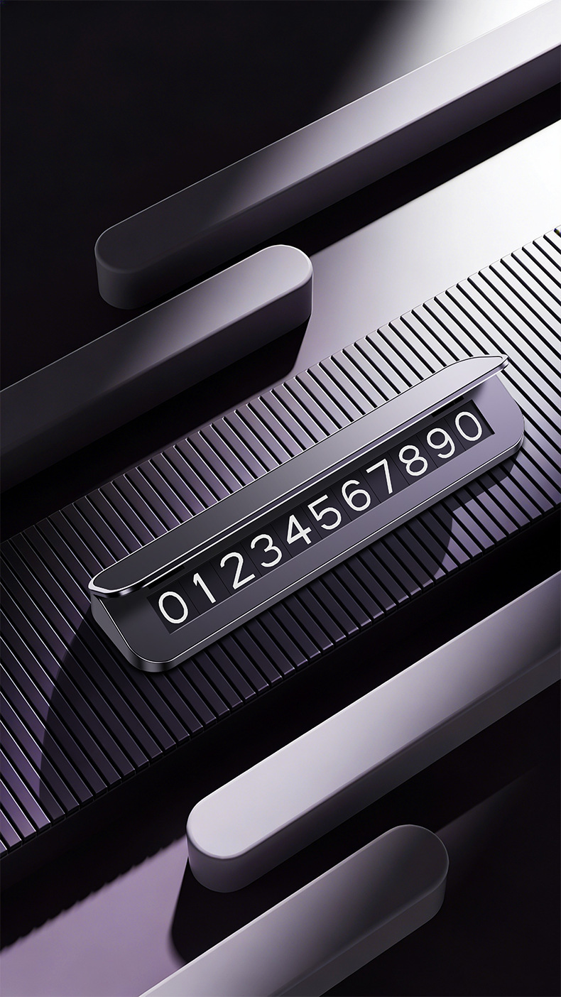 New Model Parking Number Plate, Leather Car Temporary Parking Tag, Alloy High-End, Customizable with Logo