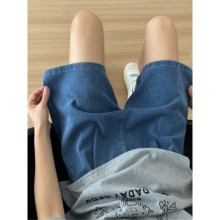 2025小红书爆款天丝软牛仔短裤女夏季薄款高腰宽松阔腿休闲显瘦