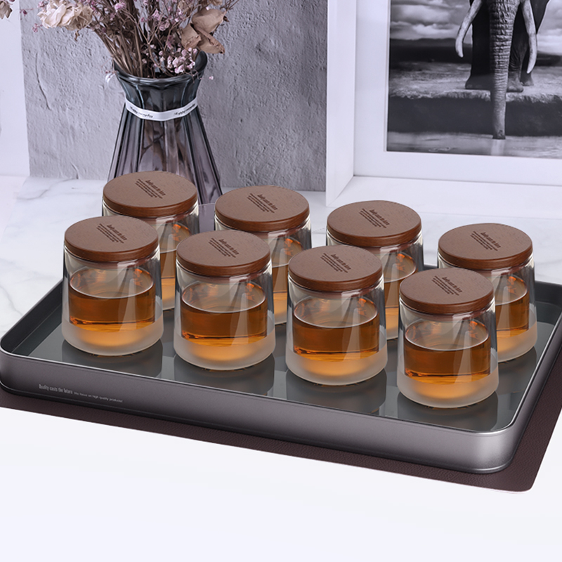 LW96英国托盘水杯茶盘长方形玻璃盘家用收纳盘客厅水具咖啡