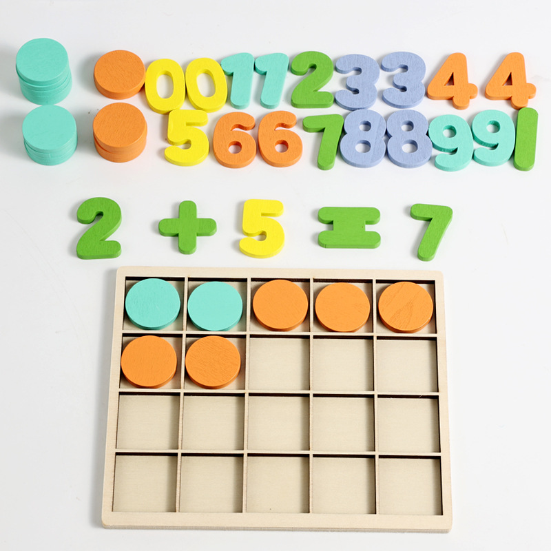 Educación temprana para niños Monty iluminación matriz cuadrada digital madera color 0 - 9 matemáticas rompecabezas disco ayuda de enseñanza para jardín de infantes