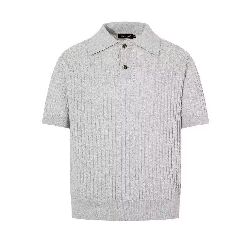 Polo camiseta de punto camiseta de manga corta camiseta de solapa torsión botón de flores viejos dinero viento hielo seda fábrica transfronteriza al por mayor
