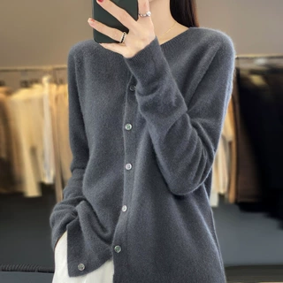 2024新款濮院100纯羊毛衫高端圆领女式休闲时尚羊毛开衫轻奢毛衣