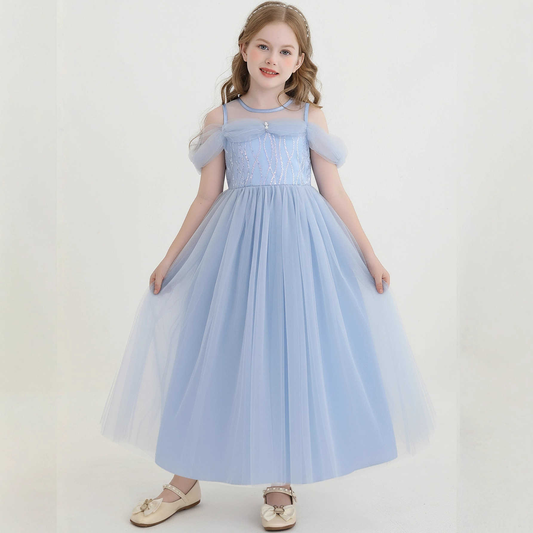 Comercio exterior transfronterizo nuevo vestido de princesa de niña Aisha vestido de verano vestido de niños vestido de cumpleaños vestido