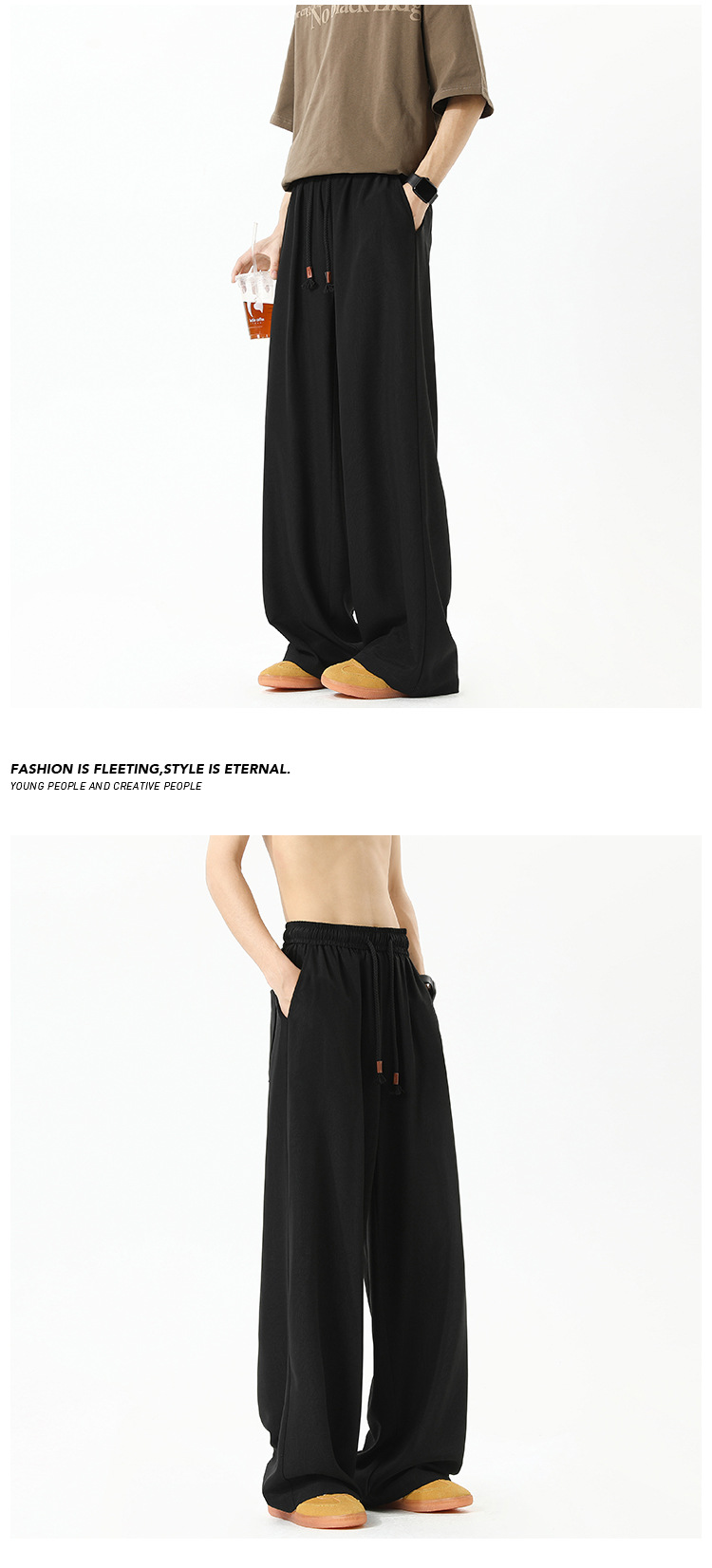 Herren Freizeithose Aus Eisseide Locker Sitzend Sommer Trend_voghion.com