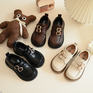 Girls Princess Leather Shoes 2025 Spring and Autumn New British Style Girls Loafers Black Shoes Children's Shoes Trendy Shoes