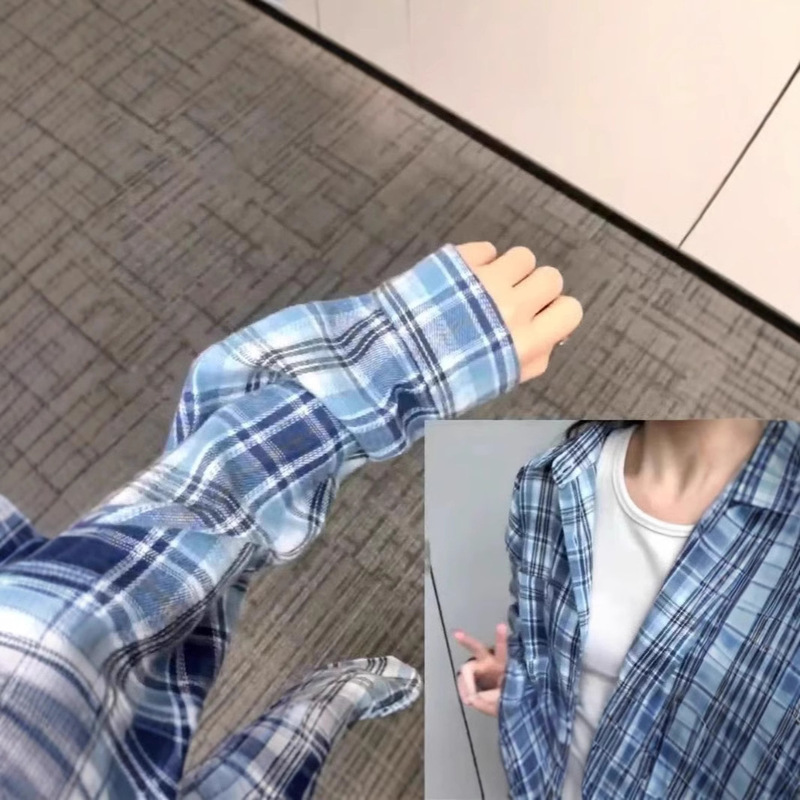 American Style Contrast Color Retro Plaid Shirt Trendy Long Sleeve Design Spring and Summer Loose Lazy Sun Protection Casual Shirt Jacket