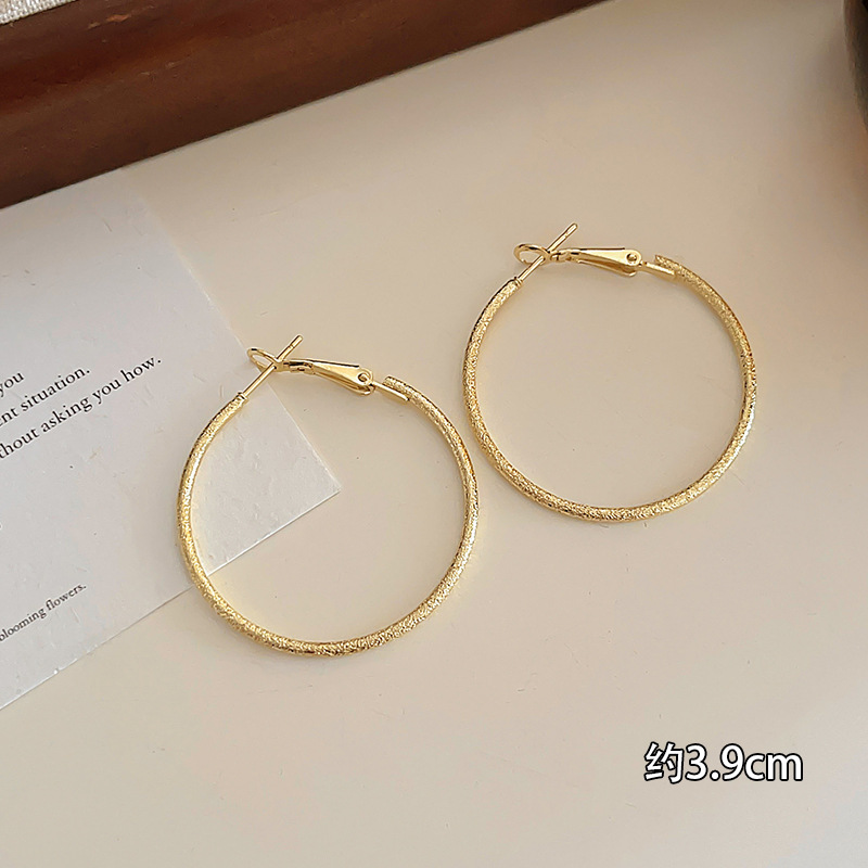 골드 무광 무지 링 귀걸이 - 4CM