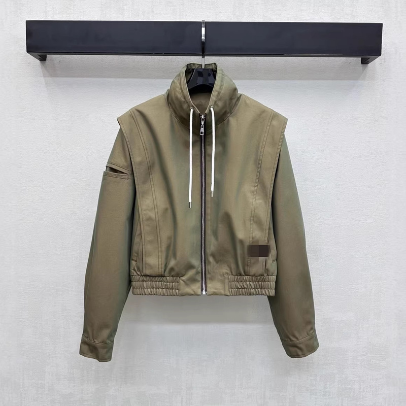 New Brand Jacket with Drawstring Collar, Drawstring Front Closure, Zippered Panels, Leather Symmetrical Patch Pockets New Brand Jacket with Drawstring Collar, Drawstring Front Closure, Zippered Panels, Leather Symmetrical Patch Pockets