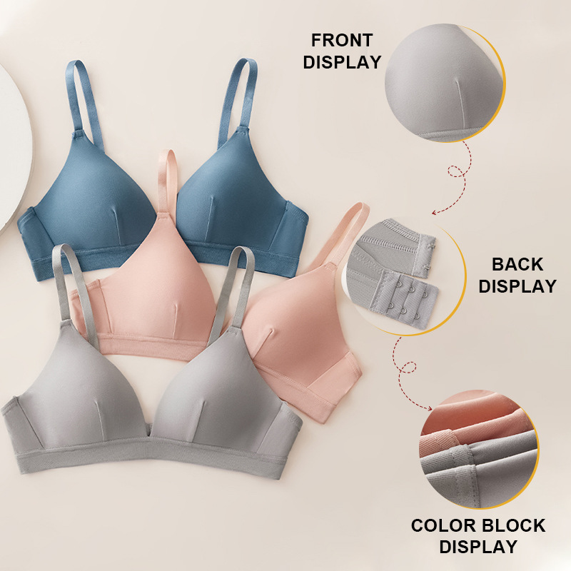 Transfronterizos grandes pechos pequeños delgados ropa interior transpirable sexy pechos pequeños reunidos en una sola pieza sin anillo de acero sujetador al por mayor