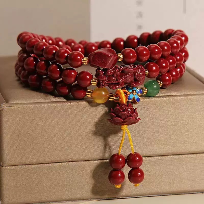 紫金砂朱砂手链女款项链佛珠手链多圈手串貔貅莲花低含量直播货源|undefined