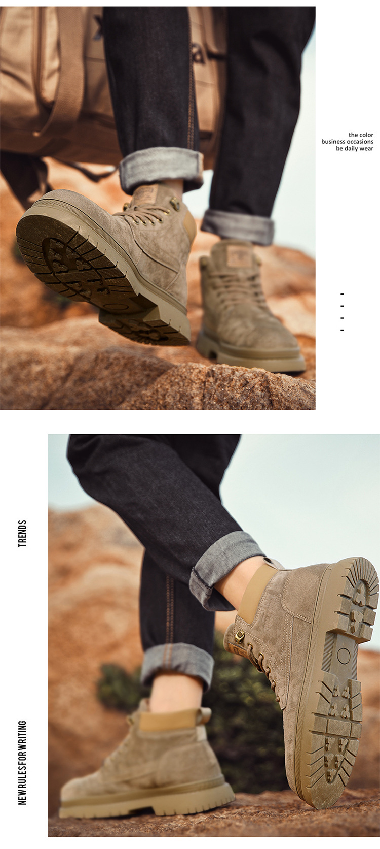 Primavera estate inverno grandi stivali bassi in stile britannico scarpe da lavoro da uomo stivali gialli grandi retrò_voghion.com