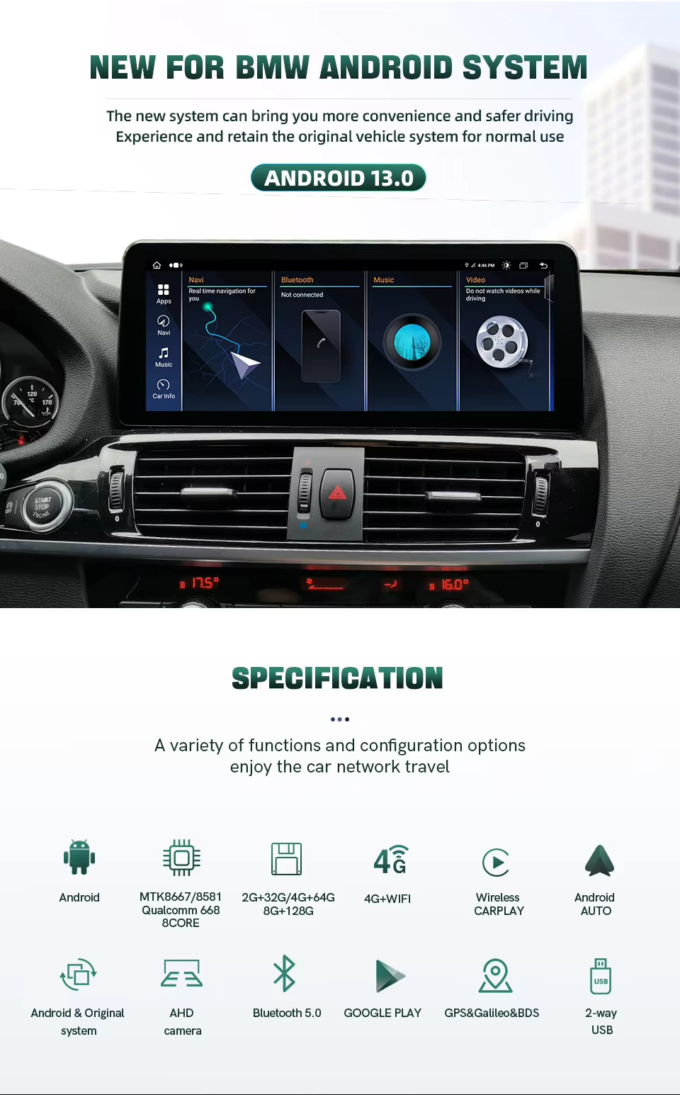 Suitable for Bmw 1 Series Central Control Large Screen 118I/120I/125I Modified Android Car Navigation All-In-One Machine