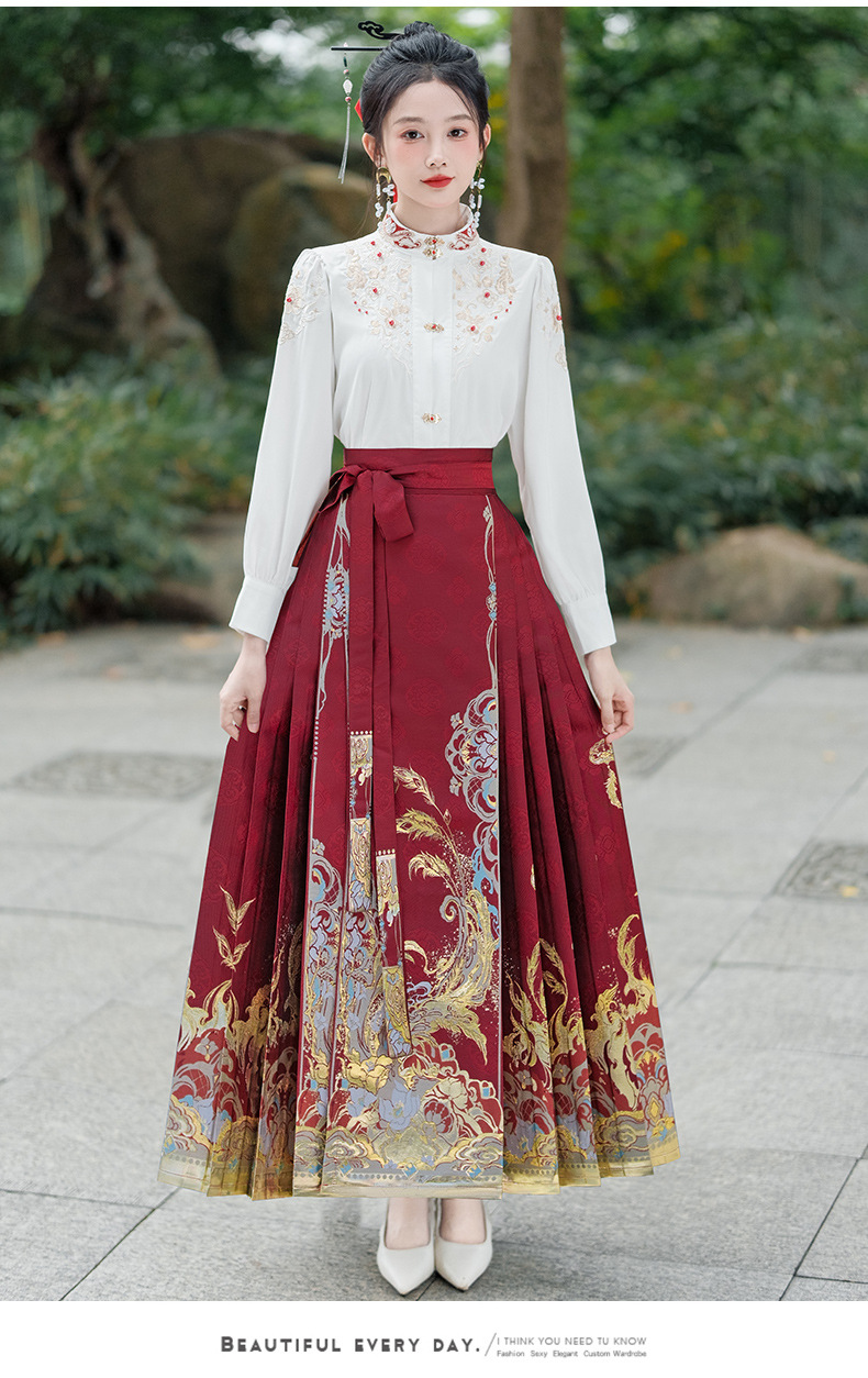 Real shot new Chinese style early spring 2024 National style shirt embroidered one-piece Large swing makeup flower woven gold vest skirt suit