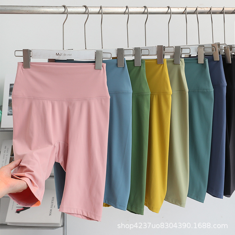 Lulu Same Style Women's High Waist Tight Sports Shorts Women's Summer Thin Outer Wear Belly Tinting Hip Yoga Pants