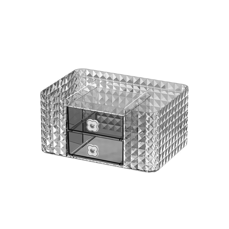 Cajones transparentes de lujo ligero cajas de almacenamiento de escritorios para niños, encimera de papelería cajas de almacenamiento de gran capacidad