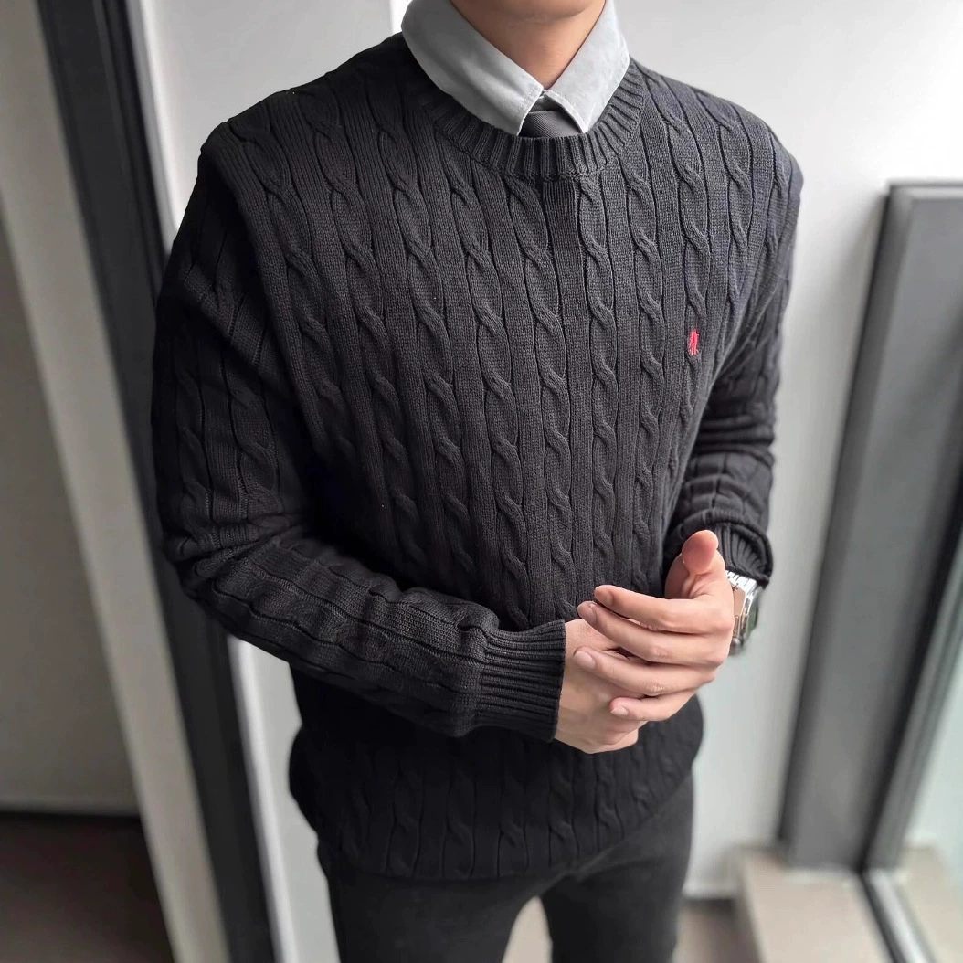 Теплый свитер для пар со сканируемым логотипом RL Laffy Pony, женский свитер с круглым вырезом, мужской осенне-зимний свитер с вышивкой