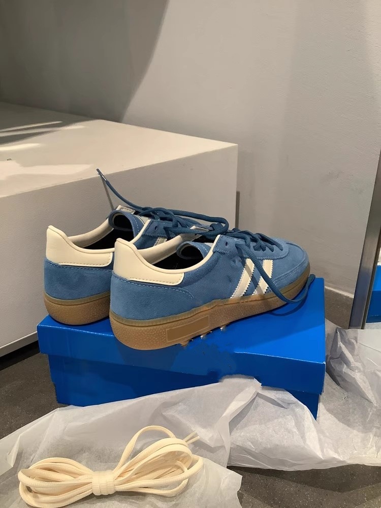 Blue classic German training round toe lace up casual sports versatile flat bottomed Forrest Gump shoes_voghion.com