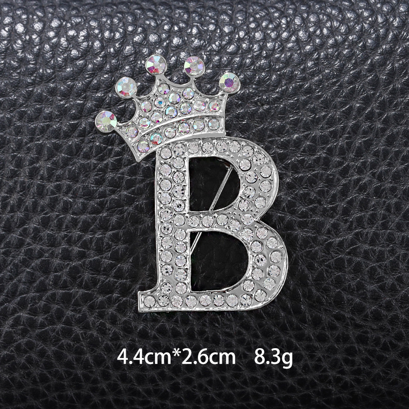 Simple Style Letter Crown Zinc Alloy Inlay Rhinestones Unisex Brooches display picture 2