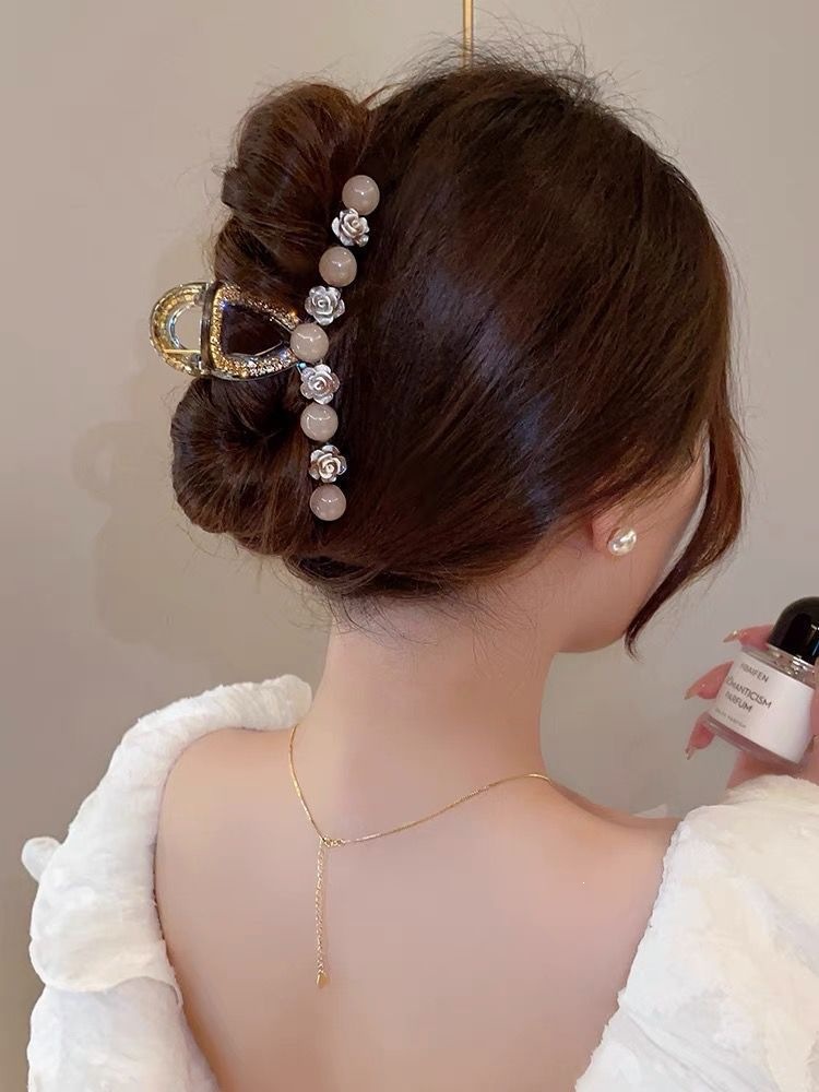 Satín de alta sensación, arco negro grande, clip de tiburón, toque de cabeza, clip de nube, clip de agarre, clip de cabello, tarjeta de cabello de mujer