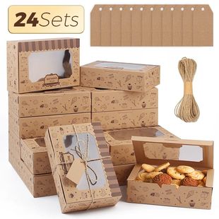 Cookie Bakery Boxes with Window - 24 Pieces Dessert Boxes Wi