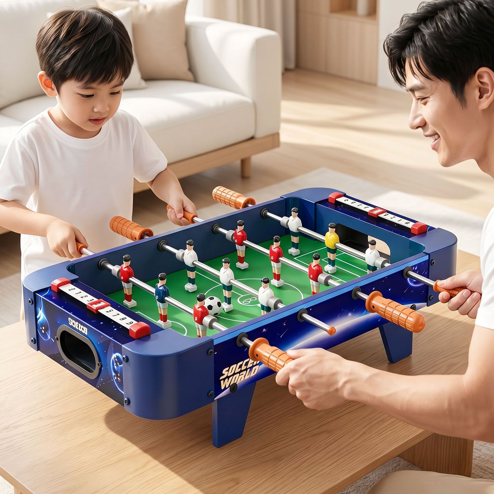 Mesa de fútbol infantil competitivo transfronterizo de cuatro golpes de seis golpes de mesa de fútbol de mesa para dos jugadores contra la mesa de batalla juguetes interactivos de ocio para padres e hijos