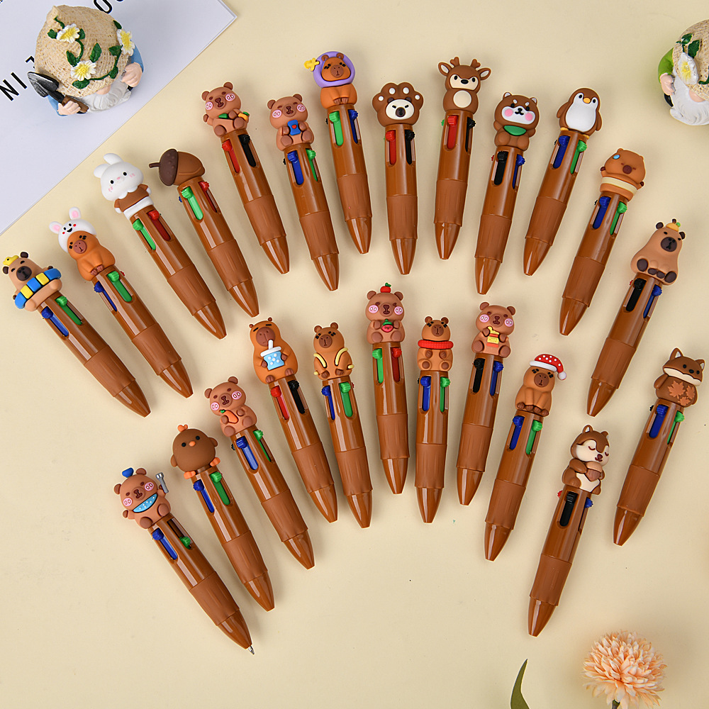 Bolígrafo multicolor de dibujos animados lindos bolígrafo de color creativo de presión multicolor bolígrafo multifuncional para estudiantes de primaria