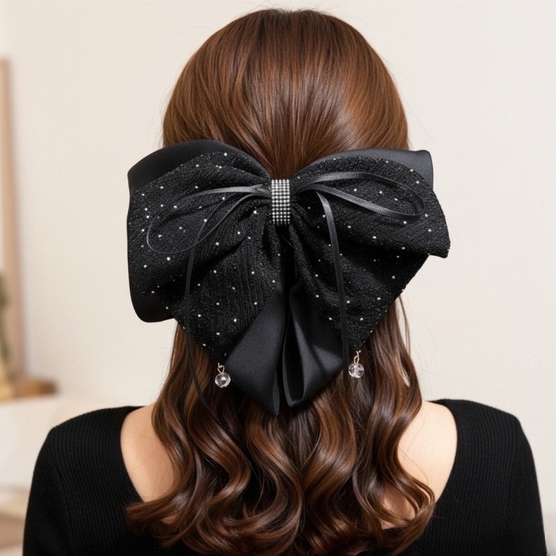 041 атласная заколка для хвоста со звездами