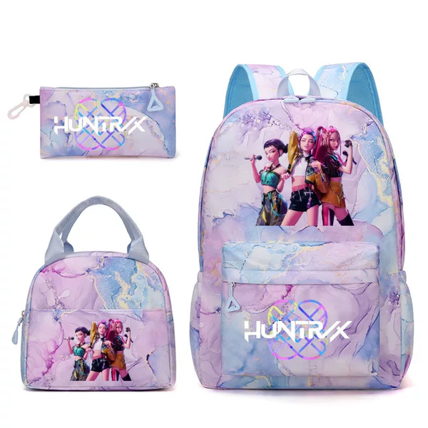 Cross-Border New Kpopn Witch Hunter Group Backpack Primary School Student Preppy Style School Bag Travel Backpack Three-Piece Set