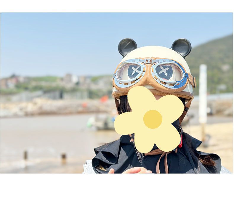 3C Certified Helmet Electric Motorcycle Cartoon Panda Half Helmet