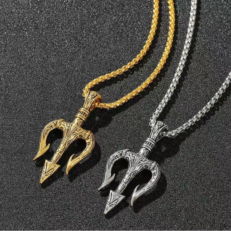 Colar artesanal com o tridente dos super-heróis da DC para homens modernos, estilo europeu e americano, pingente exclusivo e estiloso._voghion.com