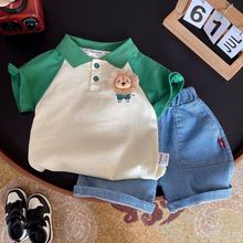 男童夏装套装2025夏季新款小童男宝宝时尚短袖卡通polo衫两件套潮
