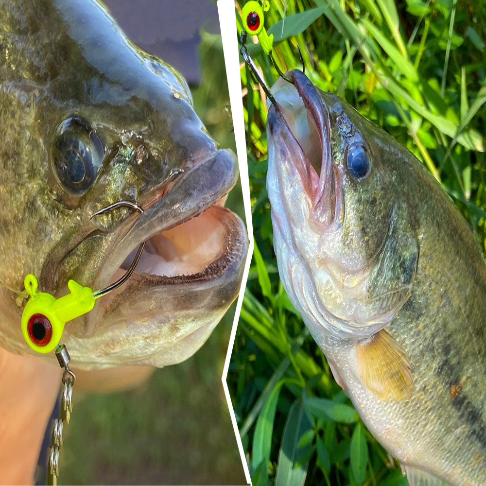 Amo con testa in piombo da 3,5 g Luya Bait con paillettes, amo con testa in piombo simulato Big Eye con paillettes rotanti, fondo anti-appeso_voghion.com