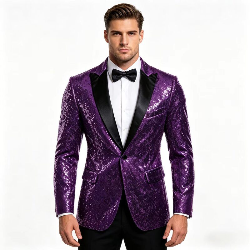 2025 Cross-Border European and American Performance Dress Gold Sequin Suit Korean Suit Nightclub Male Host Emcee Photo Studio Jacket